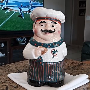 RARE CHEF MIAMI DOLPHINS Cookie Jar. 1st in Series. 2004 NFL Properties. Ex.Cond